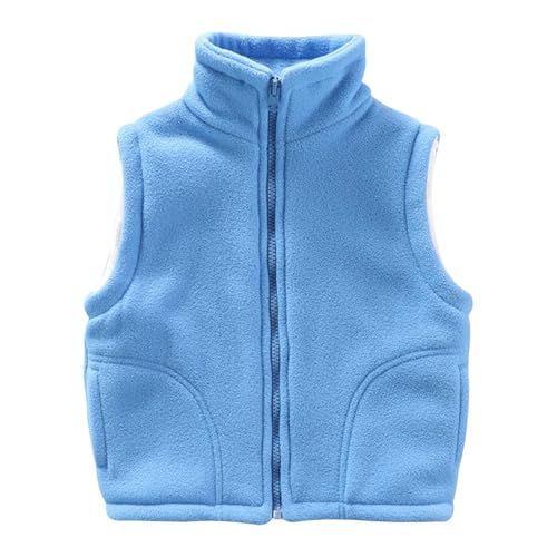 Boys and Girls Fleece Vest Zip Up Mock Neck Sleeveless Jacket | Fuzzy Vests Lightweight Plain Kids Fall Winter Warm Outwear with Pockets - image 3