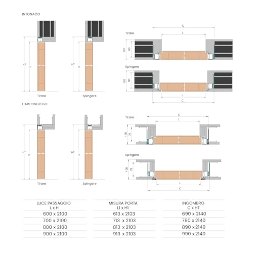 Miniatura 3 de Xreverx Puerta Enrasada De Pared Batiente Reversible, Marco Y Puerta Personalizables, Apertura Derecha Izquierda, Medidas Estándar Blanco Pintable , 60 X 210 Cm