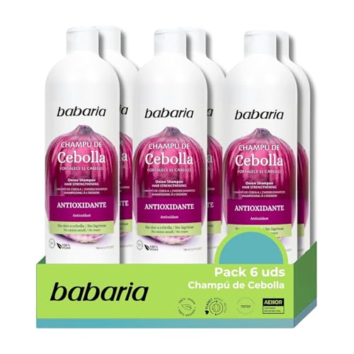 Champu Cebolla Babaria Pack 6 - Champu De Cebolla Babaria X6 700ml | Champú Cebolla Antioxidante | Shampoo De Cebolla Sin Olores