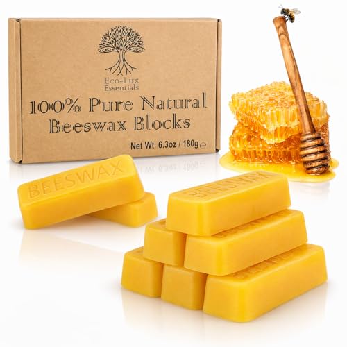 Eco Lux – Lot de 8 blocs de cire d'abeille 100 % pure et naturelle,180 g