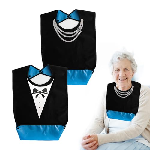 Zuzer 2 Piece Bib for Adults,Waterproof Bib for Seniors,Washable Bib for Men Women Elderly Disabled People