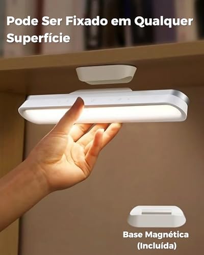Luminária LED Recarregável USB, Sem Fio, Luz Quente e Fria, Para Armário, Parede, Cozinha, Quarto e