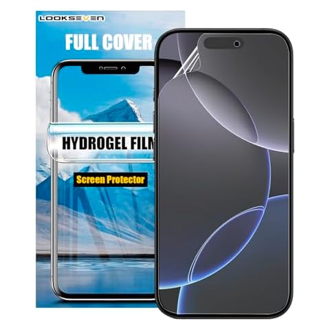 LOOKSEVEN 3 Pack Hydrogel Film For iPhone 16 Pro Transparent Soft TPU Screen Protector, High Sensitivity Protective Film (Not Tempered Film) Cover