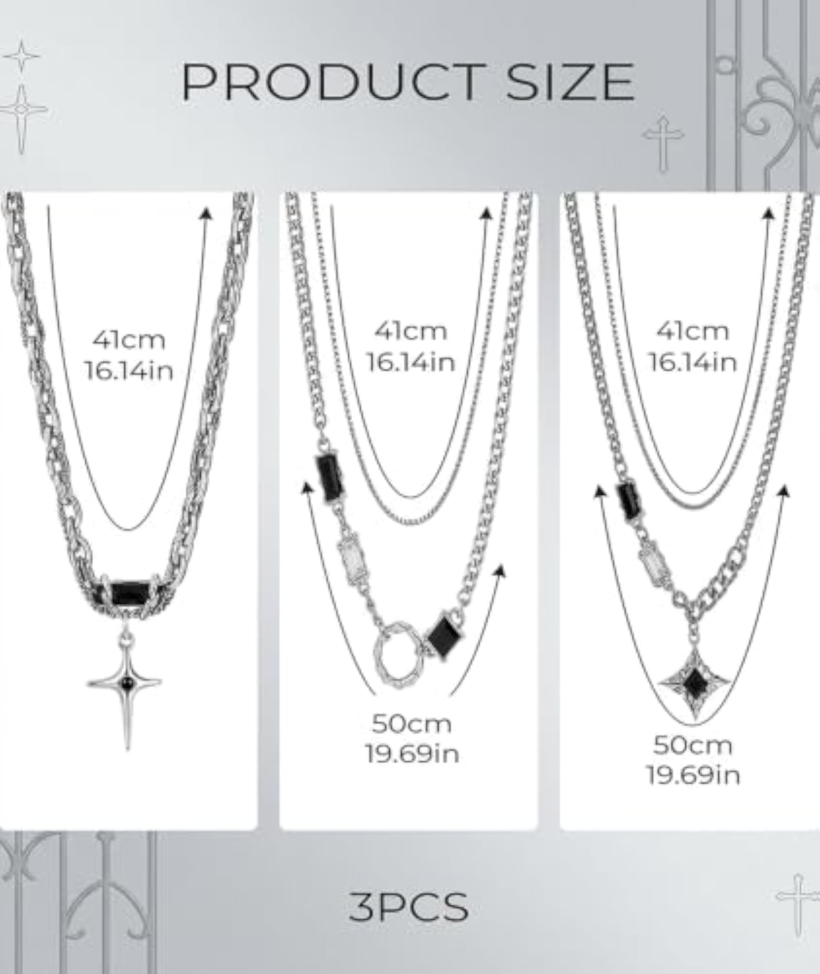 3-Piece Gothic Jewellery Set for Men