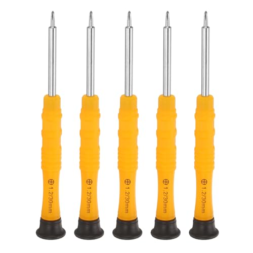 sourcing map 5pcs PH1.2 Mini Phillips Screwdriver 3mm Shank Cross Head 87mm Length for Small Appliances Repairs, Yellow