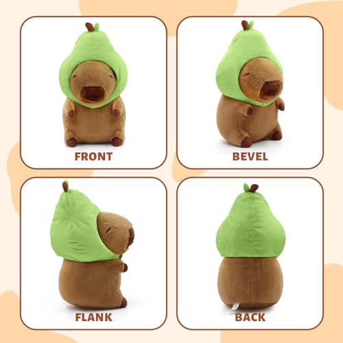 Image of Capybara Plush, Cute Capybara Plush Toy Wear Removable Avocado Hat, Kawaii Soft Capybara Plushie Pillow, 14 inch Capybara Stuffed Animal Hugging Plushy Gifts for Kids Adults (Medium)