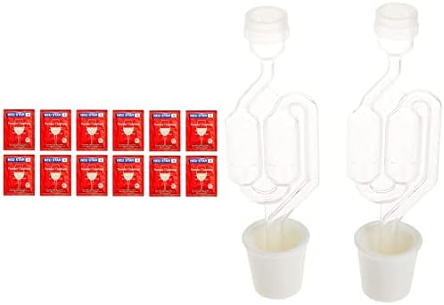 North Mountain Supply - RS-PC-12 Red Star Premier Classique Wine Yeast - Pack of 12 - Fresh Yeast & Twin Bubble Airlock and Carboy Bung (Pack of 2)