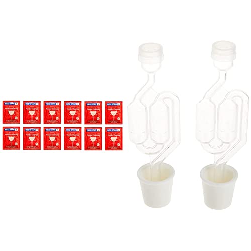 North Mountain Supply - RS-PC-12 Red Star Premier Classique Wine Yeast - Pack of 12 - Fresh Yeast & Twin Bubble Airlock and Carboy Bung (Pack of 2)