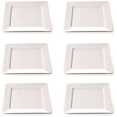 Viva-Haushaltswaren Camping Geschirr aus hochwertigem Melamin Kunststoff 6er Teller Set a 25x25 cm/quadratisch Cover