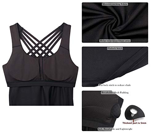 Image of icyzone Women's Open Back Workout Athletic Yoga Tank Tops with Built in Bra