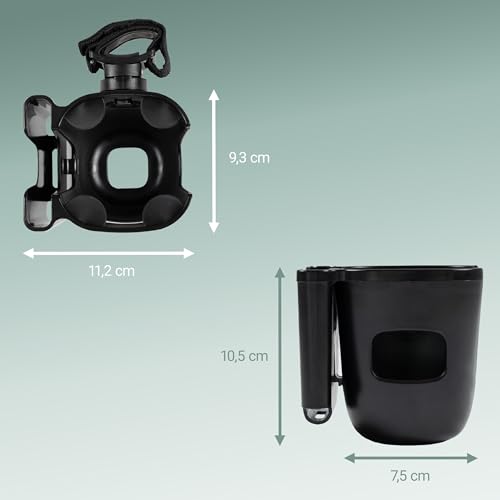 Miniatura 8 de Zamboo Porta Botellas Carrito Con Sujeción Para Móvil Soporte Bebidas Universal 2 En 1 Para Vasos - Biberones Y Smartphone Giratorio 360 Fácil De Montar - Negro