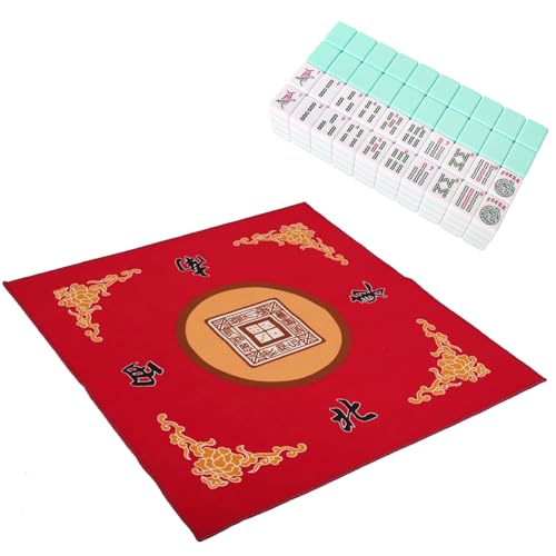 Tapete Mahjong 31.5 pulg con 166 fichas de Mahjong miniatura 1