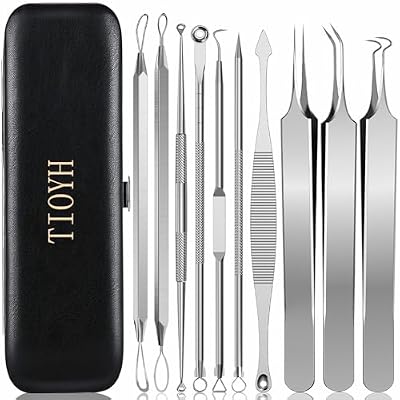 Professional Pimple Popper Tool Kit,10 PCS Blackhead Remover Kit,Extractor Acne Removal Kit for Easy Removal for Pimples,Comedone Extractor Tools for Removing Zit,Acne Removal Kit (Silver)
