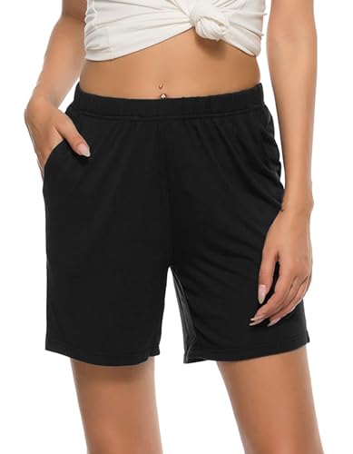 Image of JINSHI Womens Pajama Shorts Soft Comfortable Lightweight Elastic Drawstring Modal Pajama Bottoms Lounge Shorts with Pockets