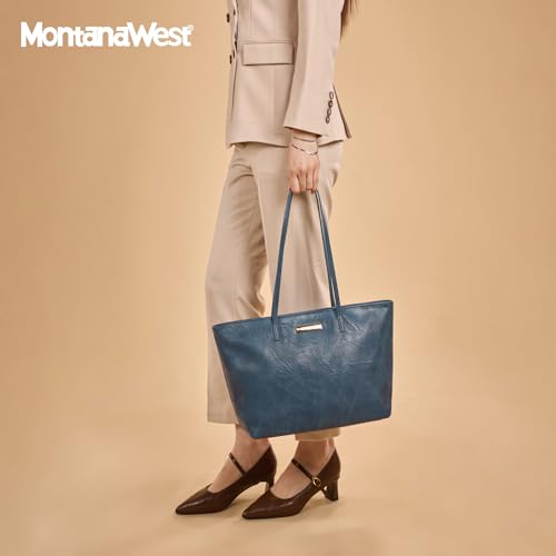 Image of Montana West Medium Tote Bags for Women Shoulder Handbag with Zipper Lightweight Everyday Purse for Work, Travel, or Shopping