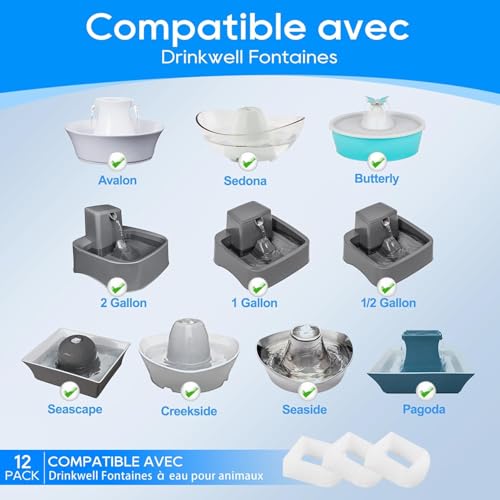 MyfatBOSS Pack von 8 Ersatz-Kohlefiltern für PetSafe Drinkwell, 8 Stück Schaumfilter für Drinkwell Keramik, Pagoda, 2 Gallonen, Sedona und Seascape Trinkbrunnen für Hunde und Katzen, Aktiv