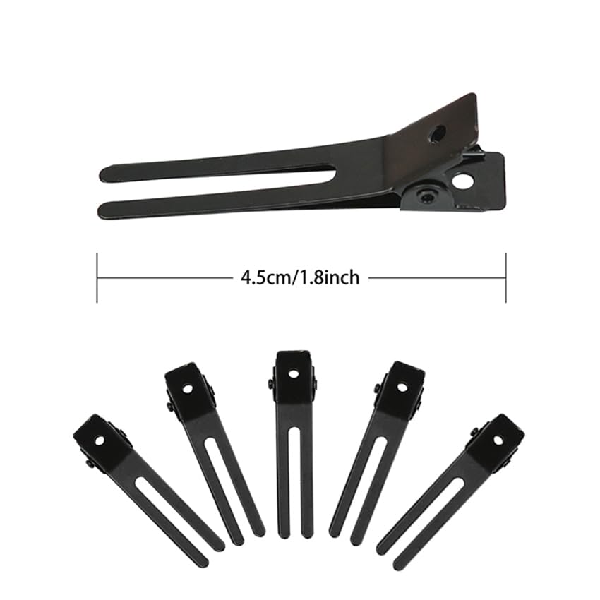 Pinzas de peluquería metálicas de doble prong negro 26 pzas miniatura 2