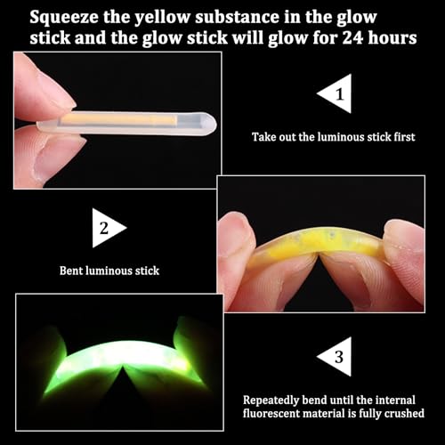 TXS 50 Stück Knicklichter Angeln, 37,5 * 4,5mm Angelruten Leuchtstäbe, Angeln Knicklichter Knicklichter Angeln, Angel Knicklichter für Nachtfischen, Stangen, Rutenspitzen, Schwimmer