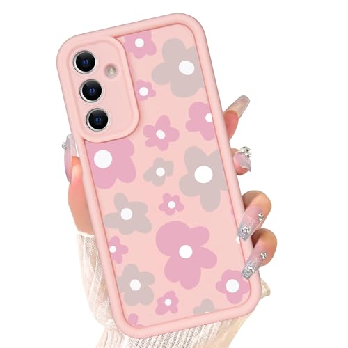 xoniery Compatible with Samsung Galaxy A35 5G Case, Cute Floral Silicone, Senior Shockproof Protection and Anti-Scratch for Soft Slim Phone Cover for Women Girls-Pink Flower
