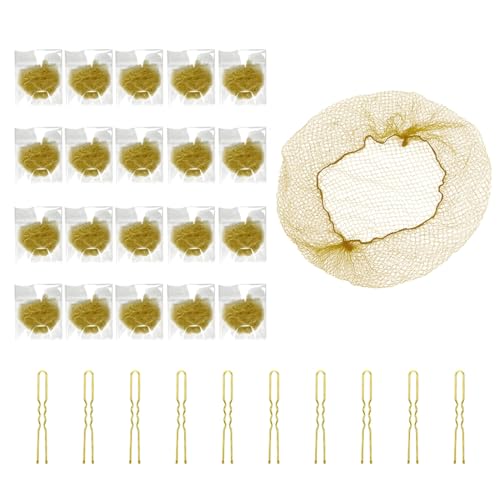 LICQIC Hair Bun Nets Ballet Bun Net Brown Bun Net Invisible Hair Net for Girls 20Pcs Ballet Net and 10Pcs Pins Hair Bun Accessories