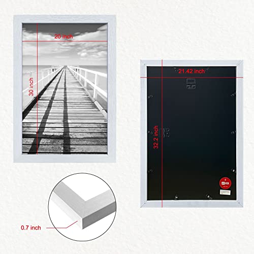 Image of VCK 20x30 Poster Frame Solid Wood White 3 Pack Picture Frames 20 x 30 Inches with Wall Mounting Hanging