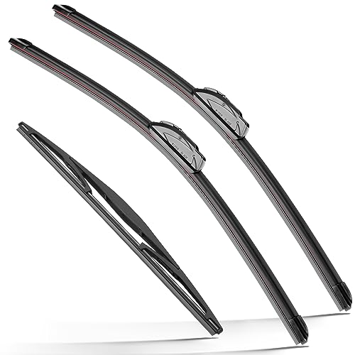 RAINTOK Windshield Wiper Blades Replacement for Honda Pilot 2003 2004 2005 2006 2007 2008 Original Factory Quality Front Rear Wipers Blade - 24" 21" 14" (Set of 3) U/J Hook