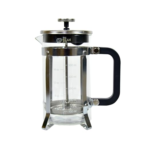 Image of THE BEAN CO French Press Coffee Maker 600 ML | With 4 Level Filtration System | Heat Resistant Borosilicate Glass-Stainless Steel Plunger-Coffee Press Espresso,Cold Brew & Tea-Easy Clean Coffee Maker