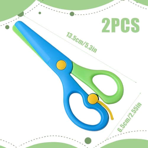 BIRLOZA 2 Stück Sicherheitsschere für Kinder Vorschulschere DIY-Bastelschere PP Kunststoffschneider Papierschere (10,7cm)