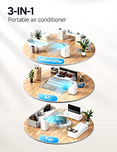 VAGKRI 12,000 BTU Portable Air Conditioner, 3-in-1 AC with Fan & Dehumidifier, Cools up to 450 Sq.Ft, Energy Efficient AC Unit with Remote Control, Sleep Modes, 24H Timer for Bedroom, Room, Office