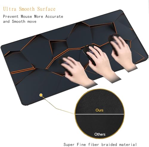 Image of Anti-Slip Extended Mouse Pads Black Geometric Pattern RGB Gaming Rubber Mouse Pad /Desk Mat for Laptop and Computer (30cm x 80cm)