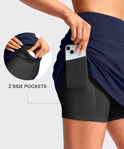 Viodia 16" Skorts for Woman with Pockets Athletic Tennis Pickleball Golf Skort Summer Casual Skirts with Shorts Navy — view 5