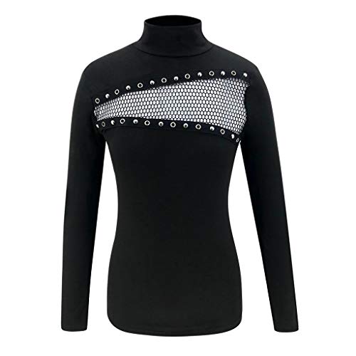 NANTE Top solto blusa feminina gola rolê zíper sexy apertado camiseta manga longa camiseta camisas l