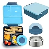 HAPPY LIFE Lonchera niña y niño tipo omiebox incluye termo, bento box c 4 compartimentos modulables de gran capacidad,...