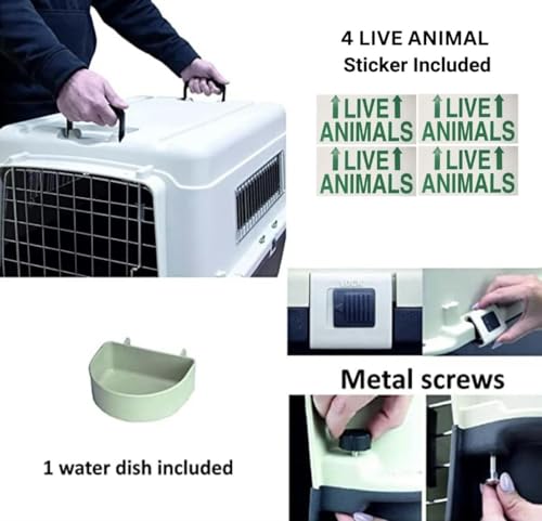 Image of Heavy Duty Dog Travel Carrier Flight Crate, IATA Compliant Airline Approved, White & Grey (20 Inch - Standard)