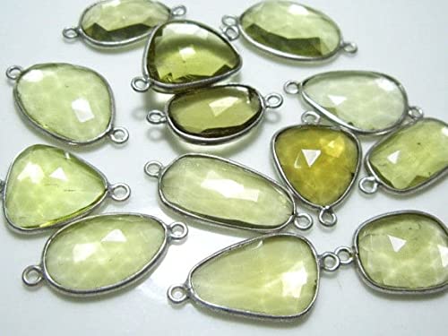 Lemon Quartz Faceted Connectors anti-ternissement en argent massif 925