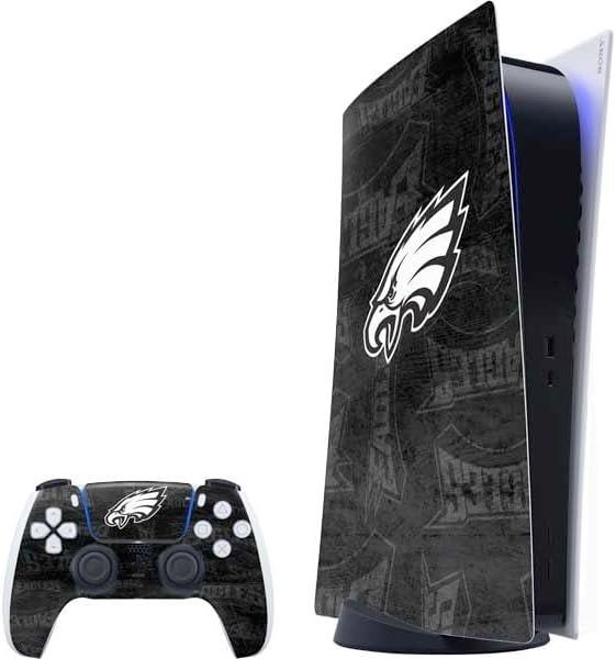 Skinit Decal Gaming Skin Compatible with PS5 Bundle - Officially Licensed NFL Philadelphia Eagles Black & White Design