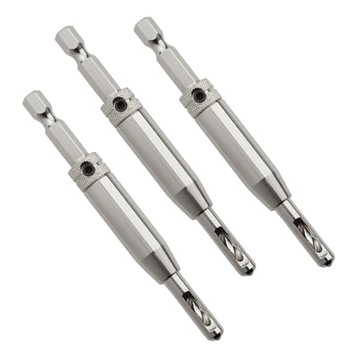 SOTECH 3 Stück Zentrierbohrer Ø 2 7 mm HSS4241 Stahl mit Sechskantschaft Türscharnier Montagehilfe mit gefederter Führungshülse zum Vorbohren von Schrauben mit 3 5 mm Durchmesser