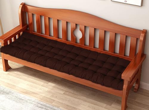 Garden Bench Cushion, 2/3 Seater, 8cm Thick Cotton, Outdoor Sofa Pad, Patio Swing Pillow, Home Decor, 170 x 55cm, Coffee Color, Waterproof & Comfortable