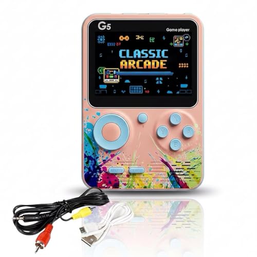 Image of Video Game for Kids Toys for Boys & Girls 7-14 Years G5 Retro Handheld Game Console Rechargeable Pocket 3.0 Inch HD Screen 500 in 1 Retro Game Box AV Output | Portable Video Game Player (Pink)