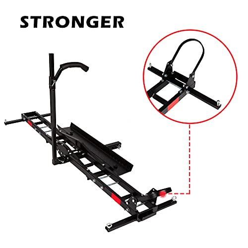 CARSTY Hitch-Mounted Motorcycle Dirt Bike Scooter Carrier Hitch Rack Hauler Trailer with Loading Ramp and Anti-Tilt Locking Device 500lb Capacity