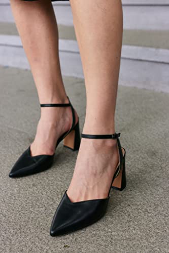 Image of Juliet Holy Womens Closed Toe Heels Chunky Block Heel Ankle Strap Pumps Slingback Heeled Sandals