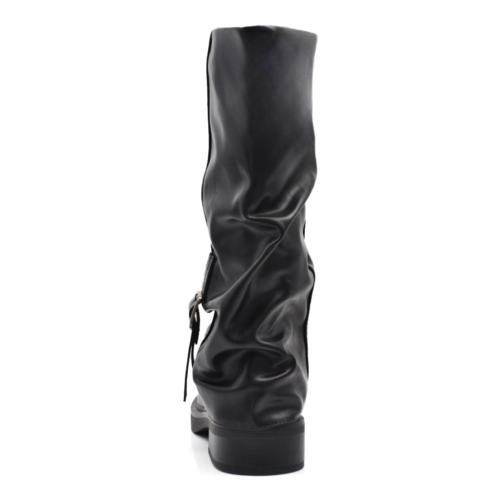 IF Stivali Stivaletti Da Donna Con Risvolto Fibbie Multiple Suola Carrarmato Platform Plateau K-08