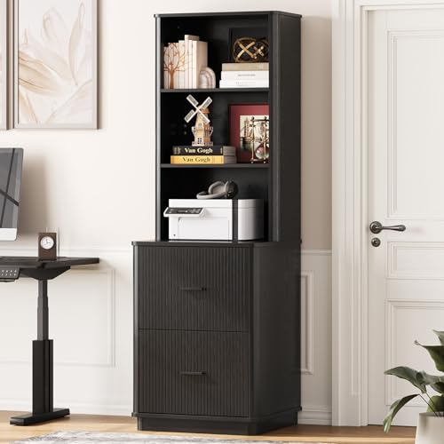 ONBRILL 71 Fluted Bookcase with Drawers