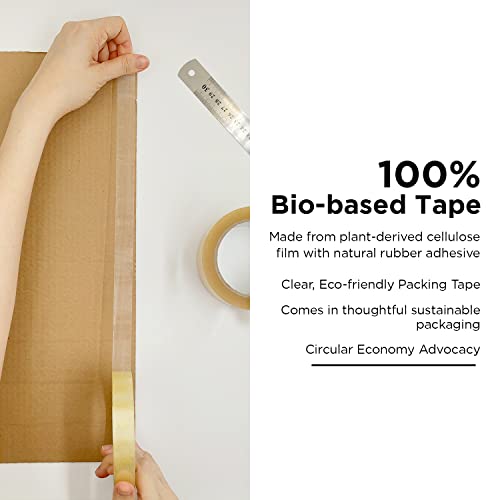 Minliving Biodegradable Eco-Friendly Tape - 3/4 Inches X 70 Yards, Pack Of 3, Heavy Duty Packaging Clear Packing Tape Made From Plant-Derived Cellulose Film With Natural Rubber Adhesive #TOP1