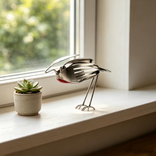 Escultura de Metal de Pájaro Petirrojo Artesanal miniatura 5