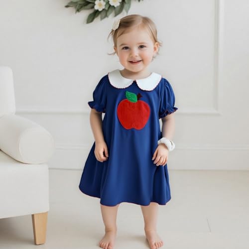 Snow White Dress for Girls Puff Short Sleeve Apple Embroidery Cute Peter-Pan Collar Princess A-line Dress Outfits3