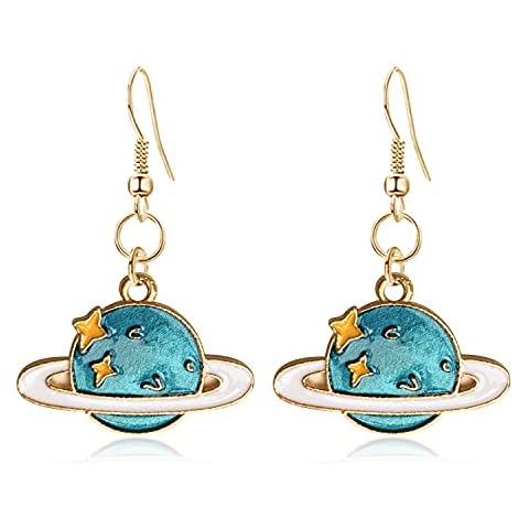 WUWEIJIAJIA Unique Creative White Astronaut Stud Earrings Asymmetric Spaceman Star Moon Earrings Blue Planet Cloud Stud Dangle Earrings (Style-8) Cover