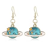 WUWEIJIAJIA Unique Creative White Astronaut Stud Earrings Asymmetric Spaceman Star Moon Earrings Blue Planet Cloud Stud Dangle Earrings (Style-8)