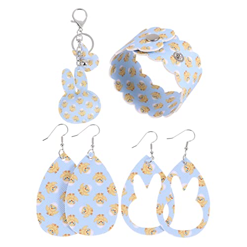 Yardenfun 2 Pares De Brincos De Páscoa Coelho Decoração Pulseira Chaveiro Para Chaves Couro Chaveiro