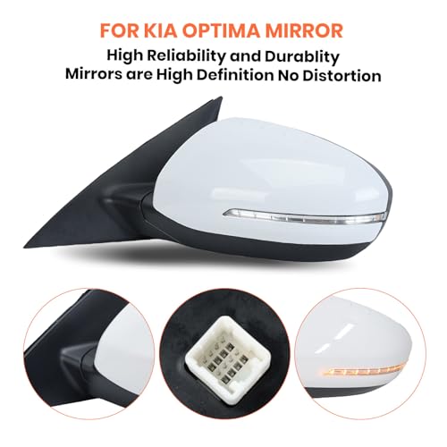 MOFOAP Left Driver Mirror Compatible with 2011 2012 2013 Kia Optima Mirror with Power Folding,Heated,Turn Signal Light,Power Glass,Replace#KI1320163,876104C020 White (8 Pins) by MOFOAP - Used condition - Image 6